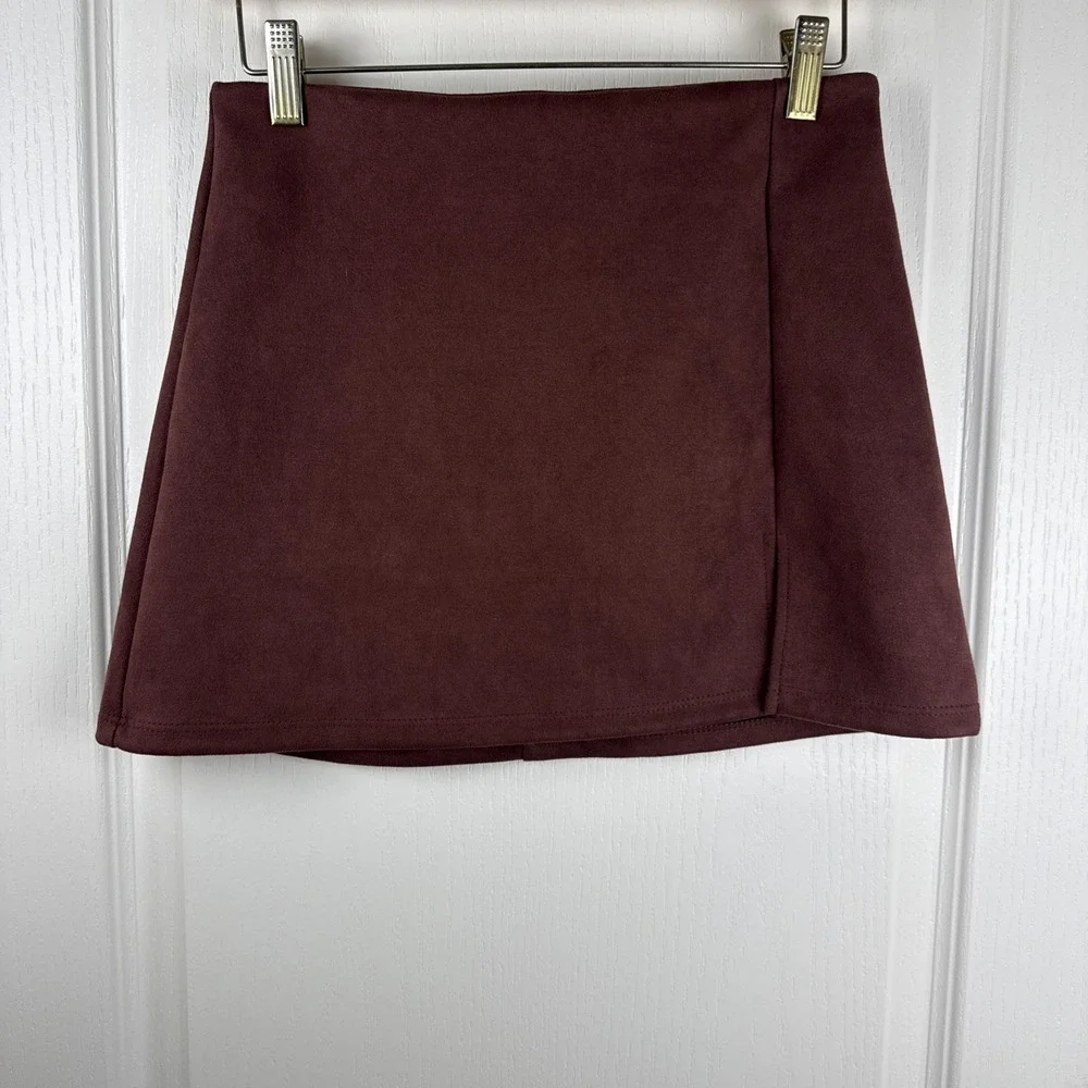 Altar'd State Brown Faux Suede Mini Skirt S A-Line Western Coastal Cowgirl